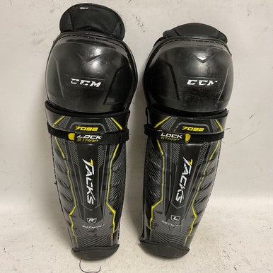 Used CCM TACKS 7092 Senior Shin Guards Black And Yellow 14" 11855-S000193959