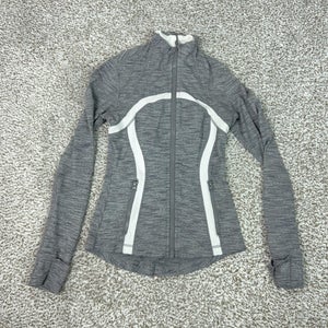 Lululemon Jacket Womens 4 Gray White Full Zip Define Style Thumbholes Pockets