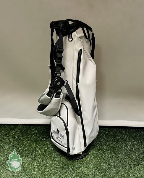 Vessel Sunday III White Leather 3-Way Golf Stand/Carry Bag Rainhood Included