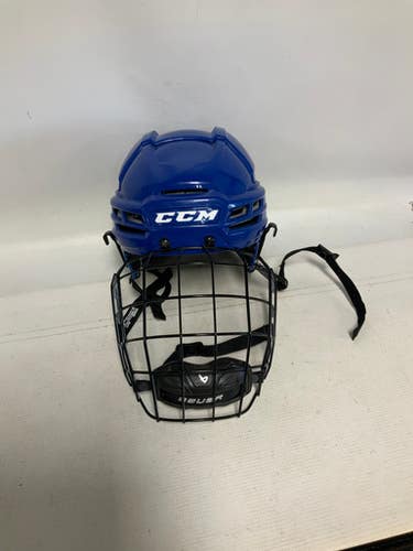 Used CCM TACKS 910 Helmet Cage Combo Royal Blue MD 11823-S000035712