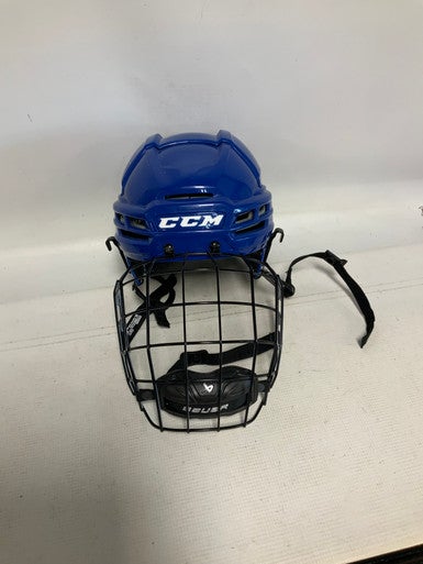 Used CCM TACKS 910 Helmet Cage Combo Royal Blue MD 11823-S000035712