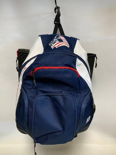 Used Demarini DOUBLE BAT BB/SB Player Backpack White/Red/Navy 11823-S000035703