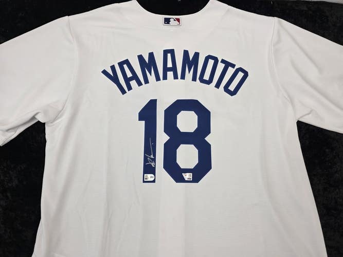 Dodgers YOSHINOBU YAMAMOTO Autographed Auto Signed Baseball Jersey Fanatics Coa