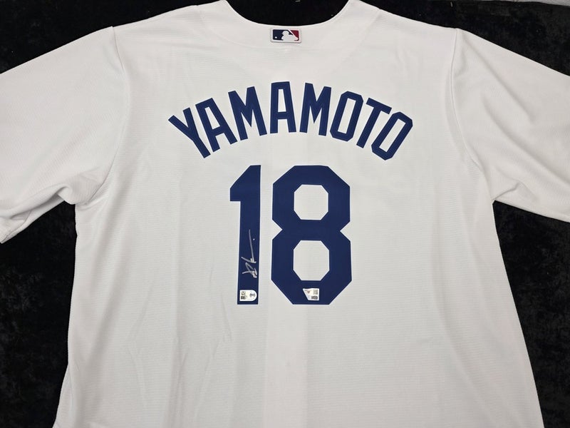 Dodgers YOSHINOBU YAMAMOTO Autographed Auto Signed Baseball Jersey Fanatics Coa