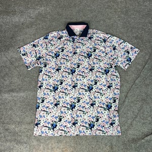 Puma X Arnold Palmer Mens Shirt Large Polo Pink Floral Golf Performance Wicking