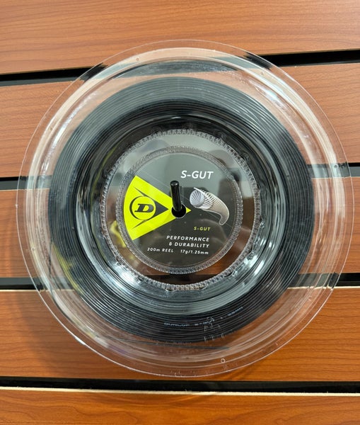 Dunlop S-Gut, Black, Tennis String Reel 200m, Authorized Dealer, 17g (1.25mm)