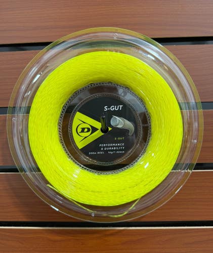 Dunlop S-Gut, Yellow, Tennis String Reel 200m, Authorized Dealer, 16g (1.32mm)