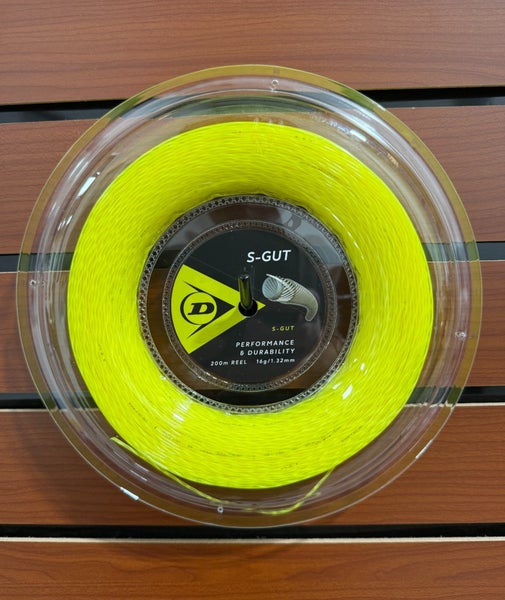 Dunlop S-Gut, Yellow, Tennis String Reel 200m, Authorized Dealer, 16g (1.32mm)