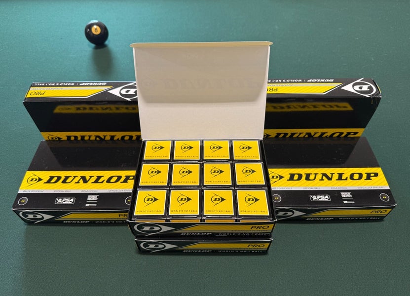 Dunlop Squash Balls - CASE of 12 Double Yellow Dot Balls - World's No. 1 Ball