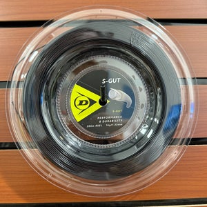 Dunlop S-Gut, Black, Tennis String Reel 200m, Authorized Dealer, 16g (1.32mm)