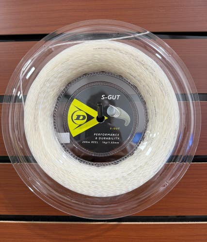 Dunlop S-Gut, Natural, Tennis String Reel 200m, Authorized Dealer, 16g (1.32mm)