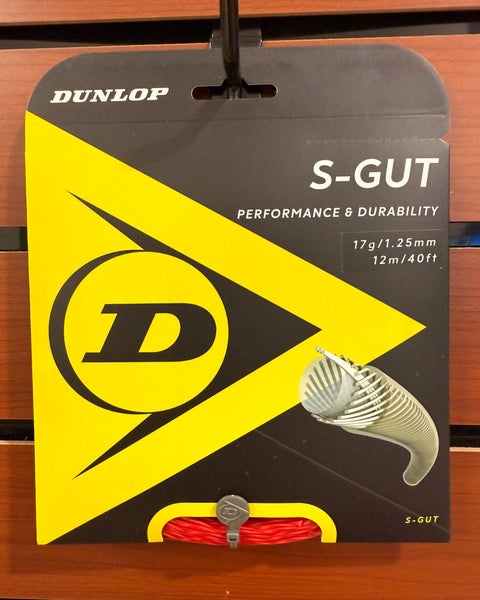 Dunlop S-Gut Red Tennis String, 1-pack, Authorized Dealer, 17g (1.25mm)