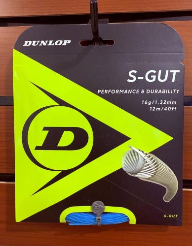 Dunlop S-Gut Blue Tennis String, 1-pack, Authorized Dealer, 16g (1.32mm)