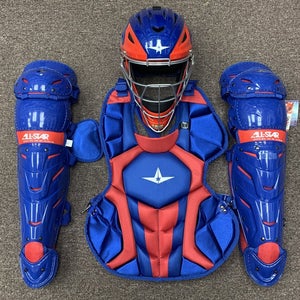 All Star System 7 Axis Intermediate 13-16 Catchers Gear Set - Royal Blue Red