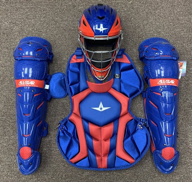 All Star System 7 Axis Intermediate 13-16 Catchers Gear Set - Royal Blue Red