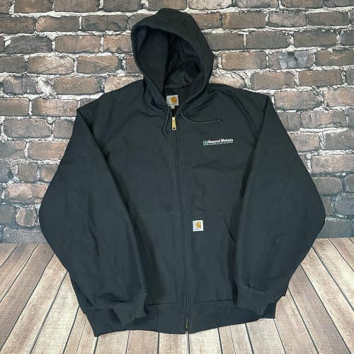 Vintage Carhartt Jacket Mens 3XL Zip Thermal Duck Canvas Hooded J131 BLK USA