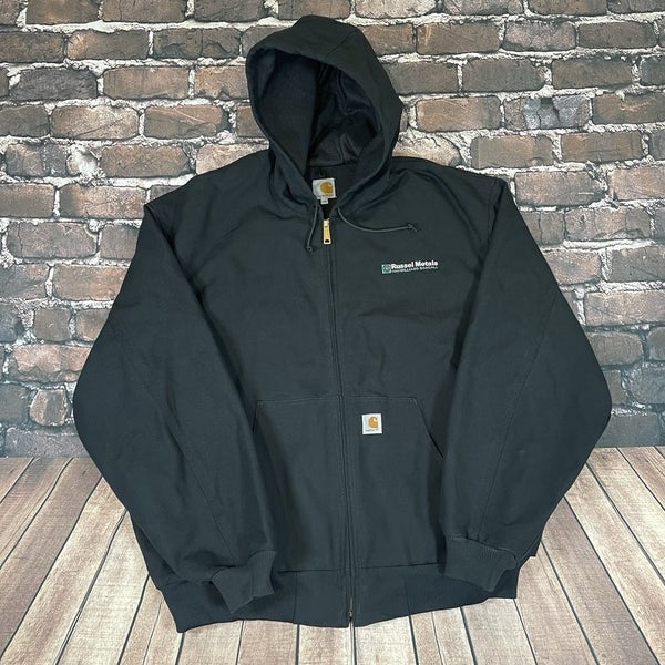 Vintage Carhartt Jacket Mens 3XL Zip Thermal Duck Canvas Hooded J131 BLK USA