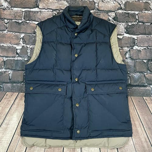 Vintage Eddie Bauer Goose Down Puffer Vest Mens Medium Navy Blue - Made in USA