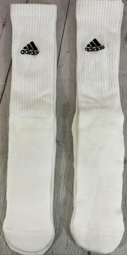 Adidas Unisex Medium Embroidered Logo Calf Length Tube Socks Crème Two Pair