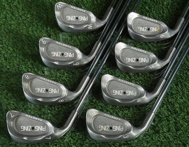 PING ZING KARSTEN IRONS SET 3-PW STEEL STIFF JZ SHAFT BLACK DOT LH LEFTY ~ NICE!