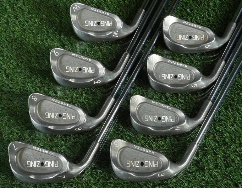 PING ZING KARSTEN IRONS SET 3-PW STEEL STIFF JZ SHAFT BLACK DOT LH LEFTY ~ NICE!