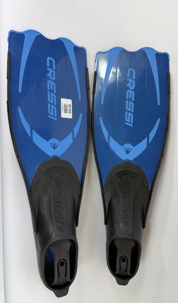 Cressi Pluma Fins Mens Size 7-8 Blue Diving Snorkeling Swim Flippers New No Box