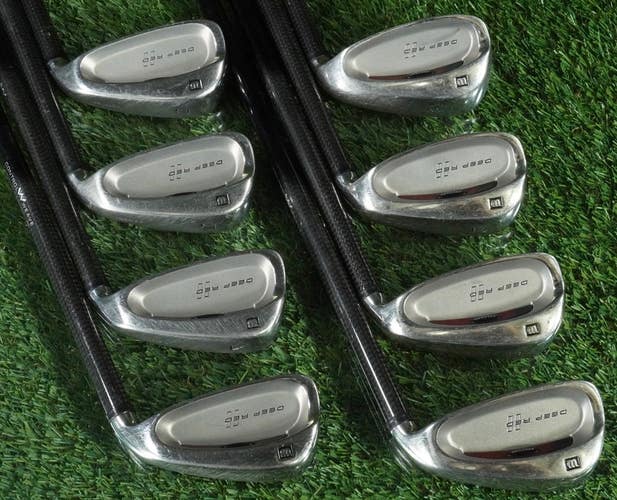 WILSON DEEP RED II IRONS SET 3-PW UST TRI-PLY .535 STIFF FLEX GRAPHITE SHAFTS RH