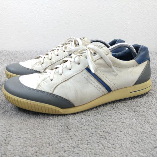 ECCO Street Retro Spikeless Golf Shoes Mens Size 45 Eu Leather Lace Up Cream