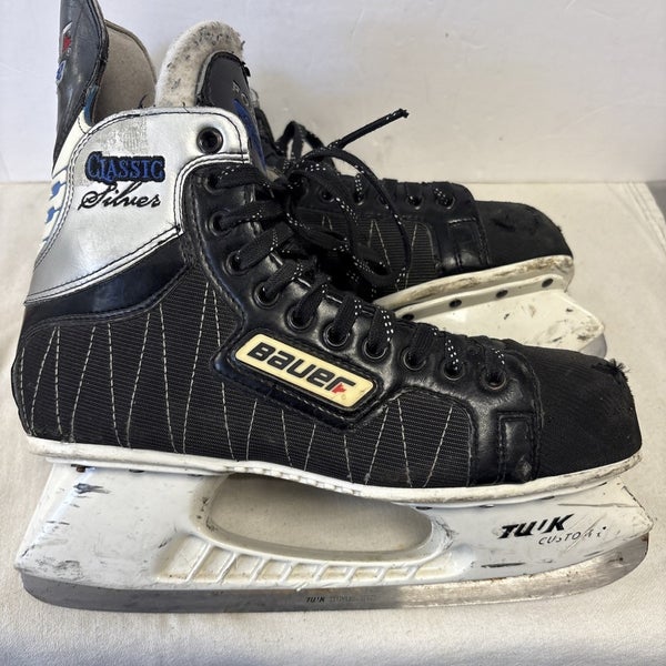 Senior Adult Size 10 Bauer Supreme Classic Silver Ice Hockey Skates
