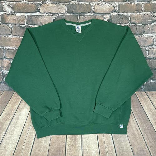 Vintage 90s Russell Athletics Blank Crewneck Made in USA Green Size XL Plain