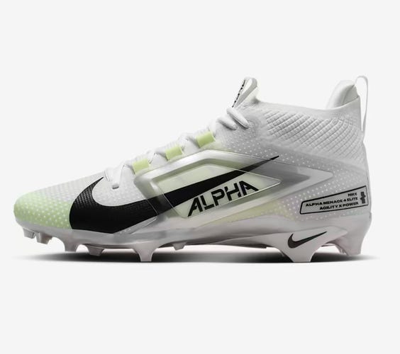 Men's Nike Alpha Menace 4 Elite Football Cleats White FD7036-100 Size 9