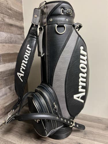 Tommy Armour Black Leather Vintage 6 Way Pro Staff Cart Golf Bag 5-Pockets