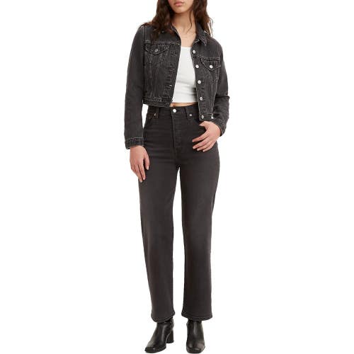 Levis Premium Ribcage Straight Ankle Jeans 24 x 27 Black Feelin Cagey High Rise