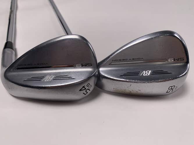 Titleist Vokey SM9 Tour Chrome Wedge Set 54* 12 | 58* 14 Wedge RH Midsize Grips