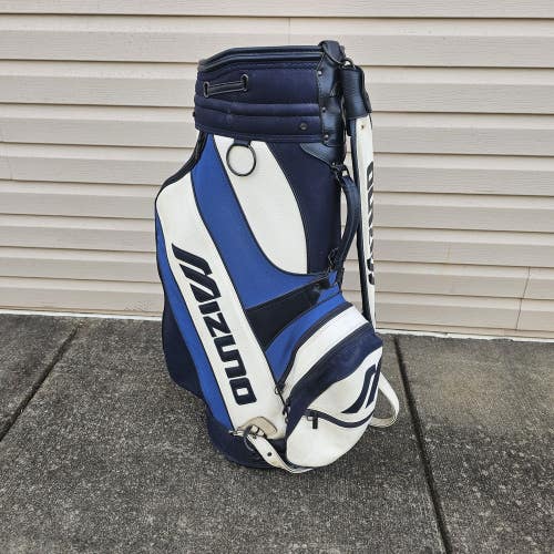 Mizuno Staff Tour MP Golf Bag Blue & White Vtg 6 Way Full Length Divider + RC