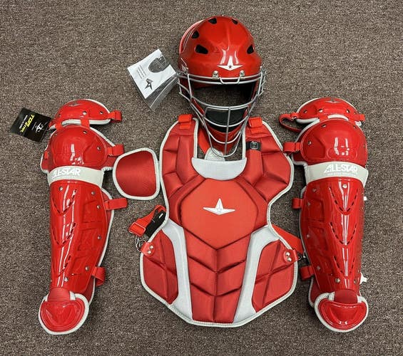 All Star Top Star Youth Ages 10-12 Baseball Catchers Gear Set - Red
