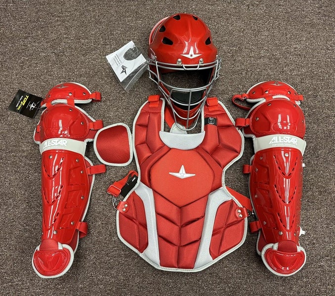All Star Top Star Youth Ages 10-12 Baseball Catchers Gear Set - Red