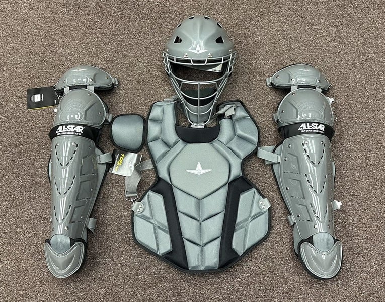 All Star Top Star Teen Ages 13-15 Baseball Catchers Gear Set - Graphite Grey