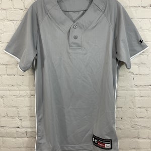 Under Armour 182374 Adult's 100% Polyester 2-Button Baseball Jersey Light Grey S