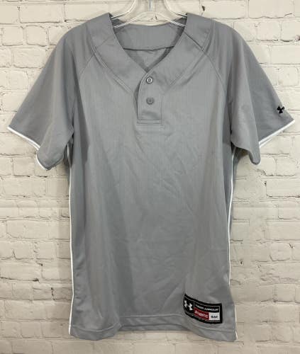 Under Armour 182374 Adult's 100% Polyester 2-Button Baseball Jersey Light Grey S