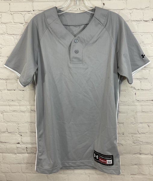 Under Armour 182374 Adult's 100% Polyester 2-Button Baseball Jersey Light Grey S