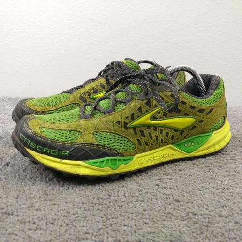Brooks Cascadia 7 Mens Size 10.5 Running Shoes Green Yellow Trail Hiking Sneaker