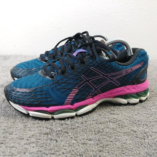 ASICS Gel-Nimbus 17 Women Size 6.5 Running Shoes Blue Pink Low Top Sneakers