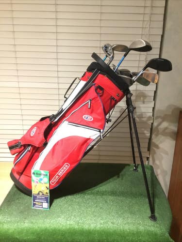 USKG Jr. Tour Series V5 Full Set (D, 3W, 4H, 5-PW-SW, Putter) TS57 & Stand Bag