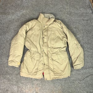 Vintage Woolrich Mens Jacket Medium Beige Puffer Blanket Lined Coat Down USA ^