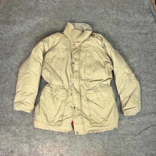 Vintage Woolrich Mens Jacket Medium Beige Puffer Blanket Lined Coat Down USA ^