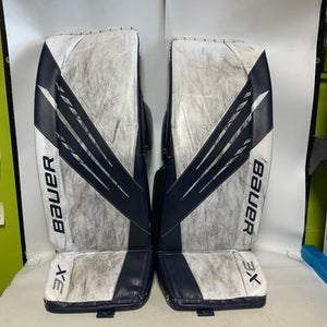 Used Bauer VAPOR 3X 33+1 Goalie Leg Pads Senior White And Navy Blue 33" 11823-S000035729