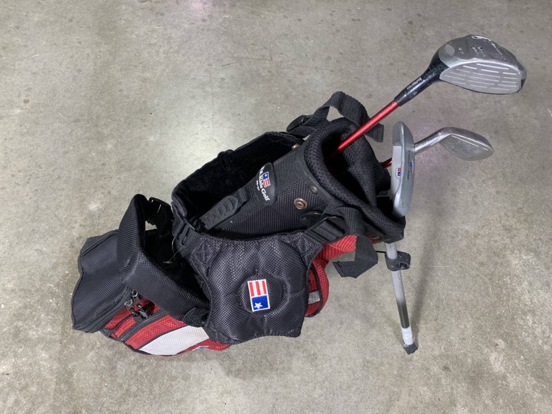 U.S. Kids Golf Ultralight Red 39-27 Club Set 3W 7i Putter Junior RH +Bag