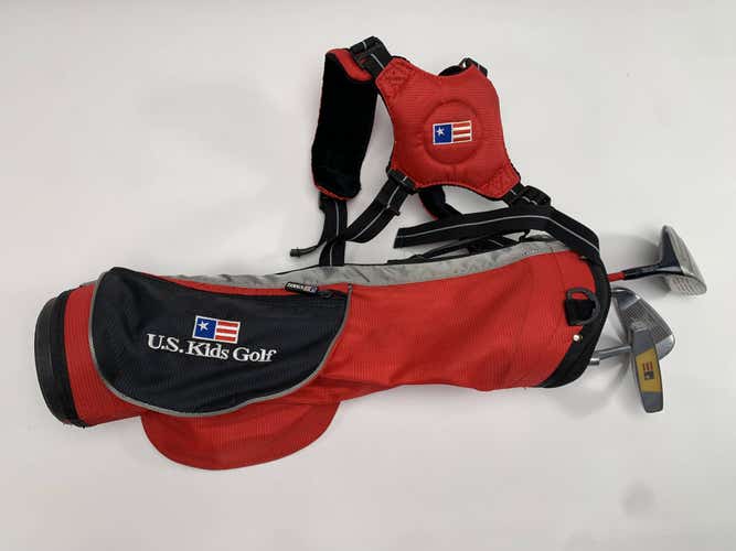 U.S. Kids Golf Ultralight Red 39'' Club Set 3W 7i Putter Junior RH +Bag