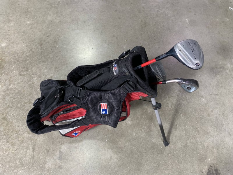 U.S. Kids Golf Ultralight Red 39-27 Club Set 3W 7i Putter 39" Junior LH +Bag